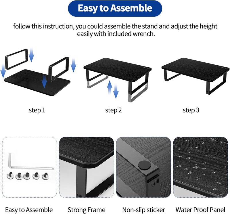 BESIGN MS01 Monitor Stand Riser, Height Adjustable Laptop Stand, Computer Monitor Stand for Monitor, Computer,Laptop,Printer (Black) - Image 4